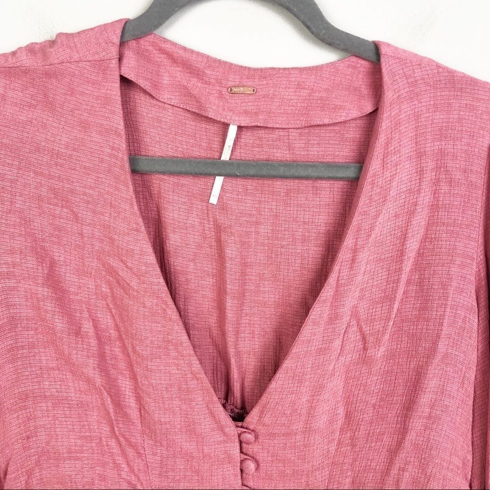 FREE PEOPLE | Maise Top Rose Pink Blouson Long Sleeves XS - Picture 5 of 12